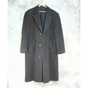 Andrew Fezza Coat Mens 42R Overcoat Cashmere Wool Blend Charcoal Gray